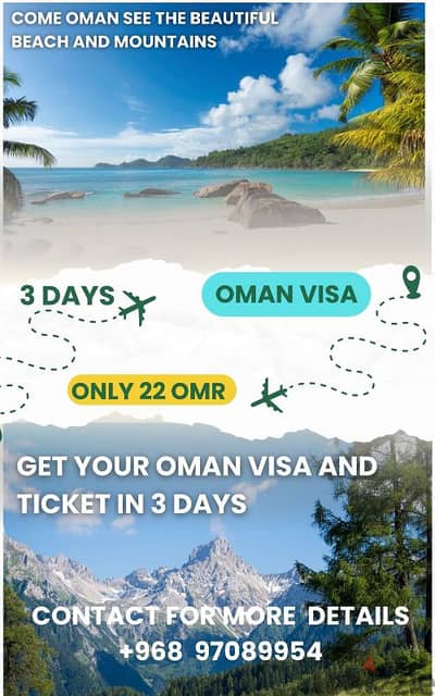 Book your flights for any airlines and visit visa for oman