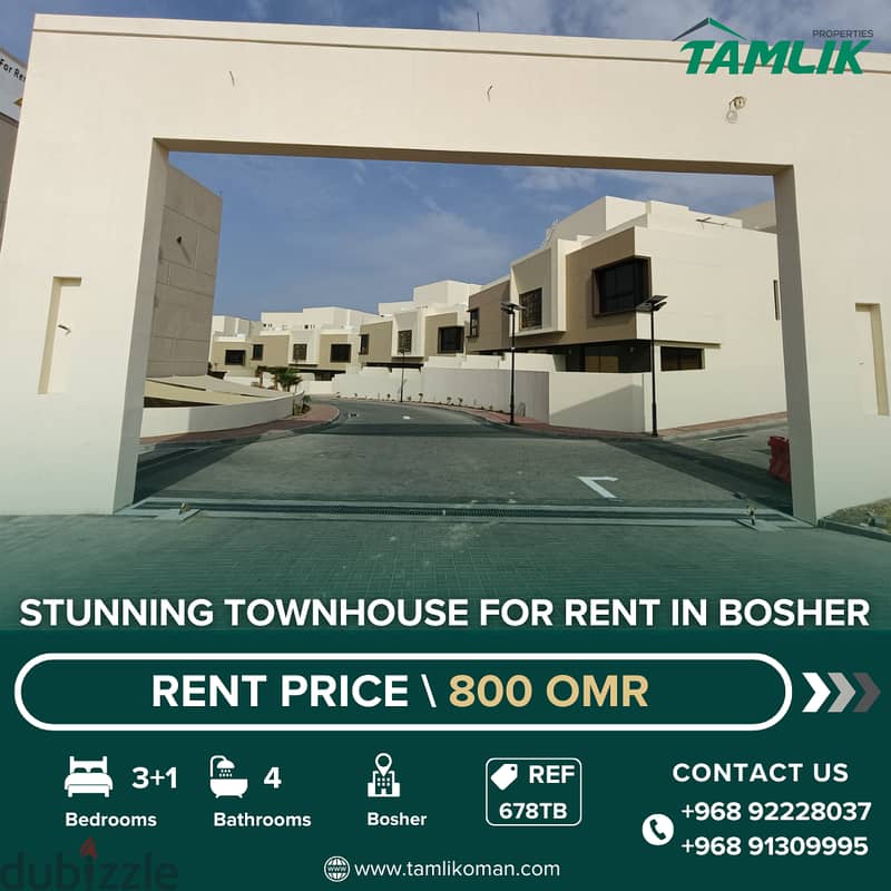 Stunning Townhouse for Rent in Bosher | REF 678TB 0