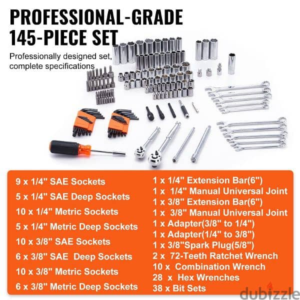 VEVOR Mechanics Tool Set And Socket Set,  Drive Deep 3