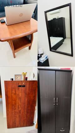 wooden coffee table, long Mirror, Cupboard, Wardrobe 0