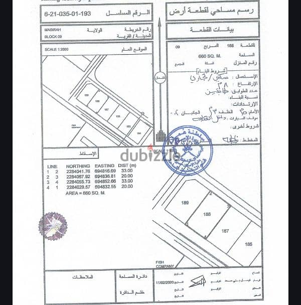 للبيع قطعة أرض سكني تجاري بمساحة 660 متر مربع في ولاية مصيره 0