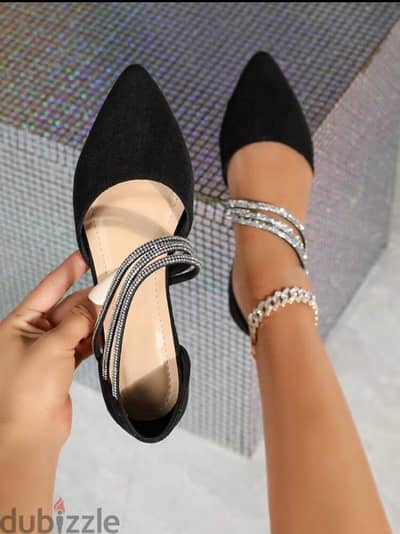 Brand New Crystal Flat Mule - Size 40