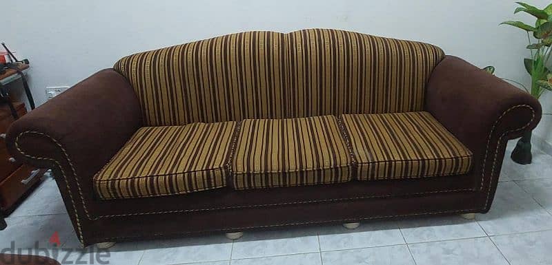 Brown and golden 6 seater comfortable sofa set 1