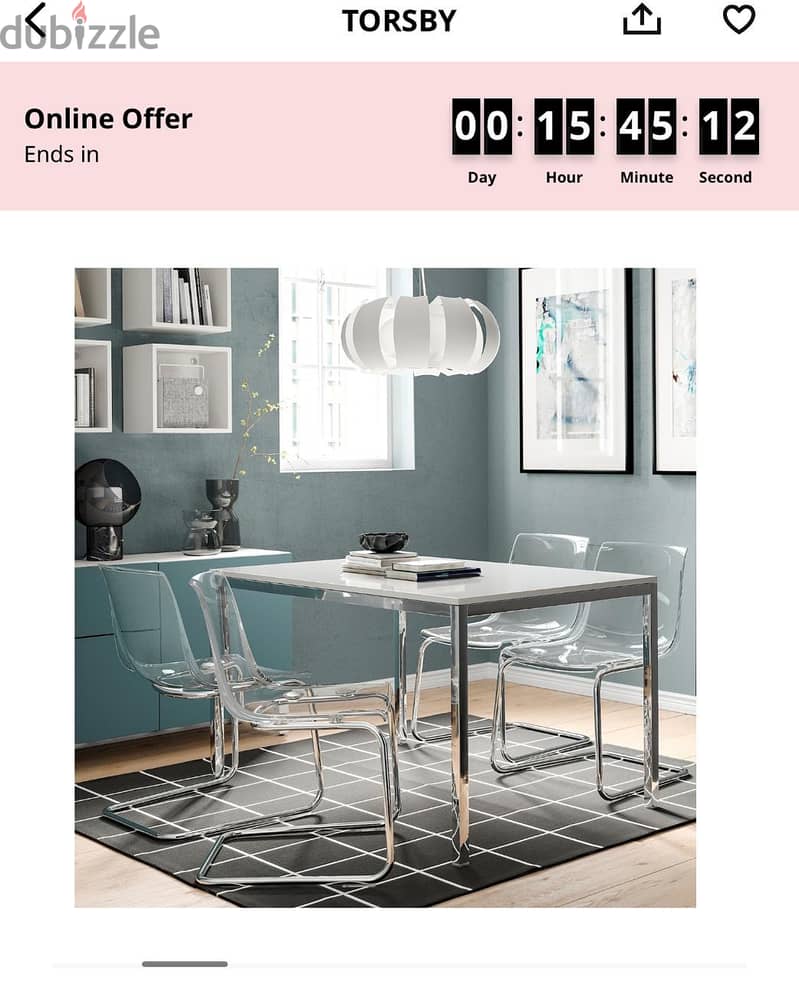 IKEA Dining table with 4 chairs 3