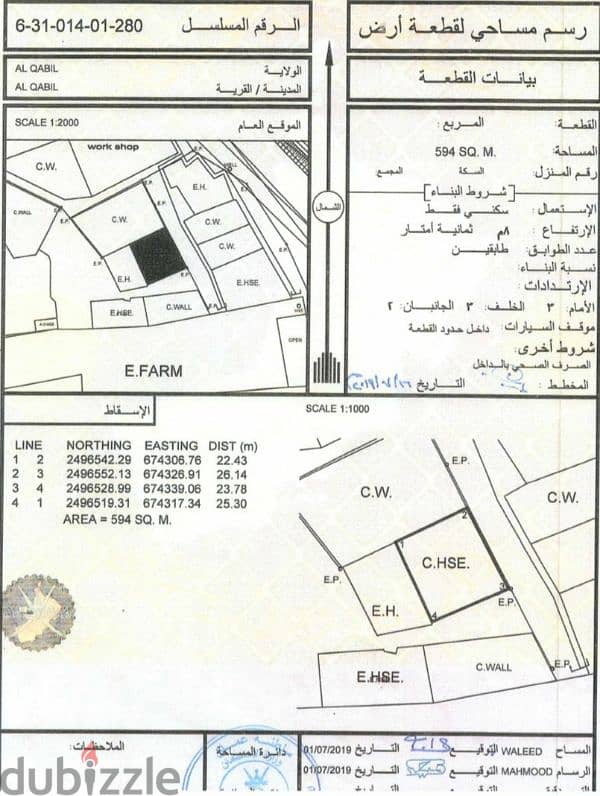 للبيع قطعتي أراضي سكني تجاري والاخرى سكنية بولاية القابل 2