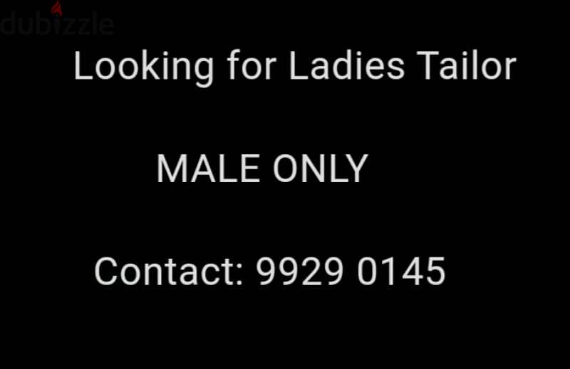 Looking for Ladies Tailor (Male) 0