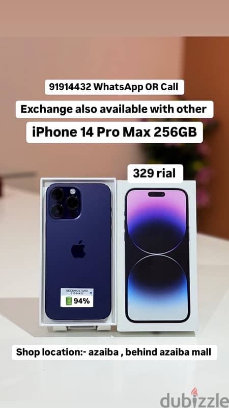 iPhone 14 Pro Max 256GB -94% battery -original box 0