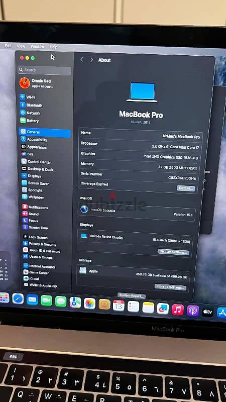 للبيع لابتوب MacBook Pro 1