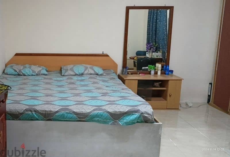 Double bed with side table + Mirror for sale 0