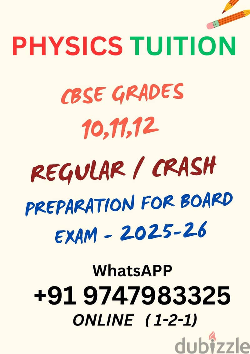 TUITION CBSE BOARD EXAM (Grds: 10,12) Online WhatsApp : +91 9747983325 0