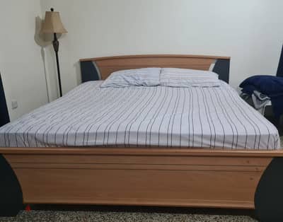 King Size cot with mattress and two door cupboard