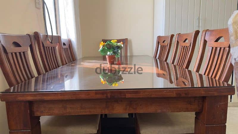 8 seater dining table with glass top 1