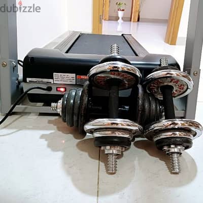 Well-maintained Family used Treadmill & Dumbells (3 nos)