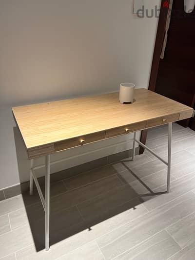 Sturdy Bamboo Desk with Drawer Stops - Stylish, Sustainable