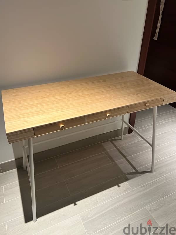 Sturdy Bamboo Desk with Drawer Stops - Stylish, Sustainable 1