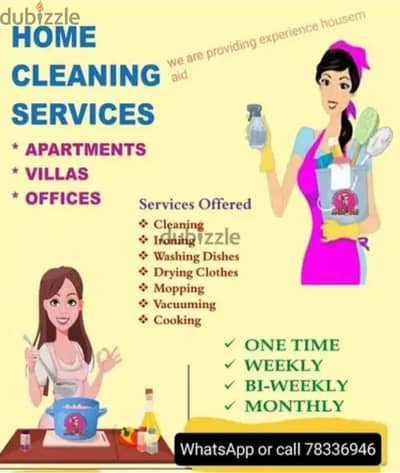 female house cleaner service available, part time work,per hour 3.500