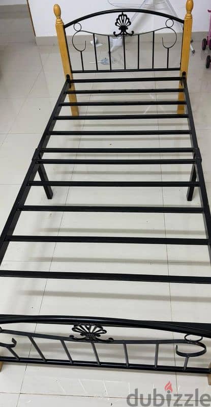 single steel cot and mattress 1