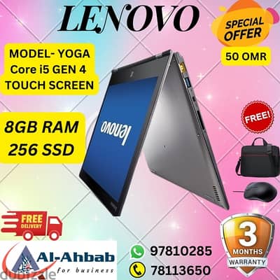 LENOVO LAPTOPS with 3 MONTHS WARRANTY; with FREE- Mouse & Bag