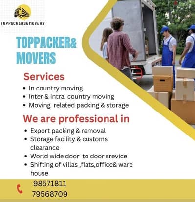 Top packer and movers House villa office packing and shifting