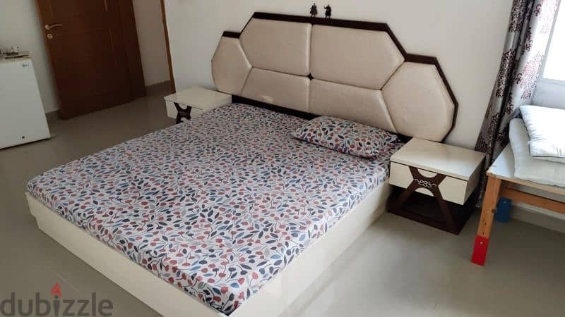 King size bed with two stools available for sale (Without Mattress) 0