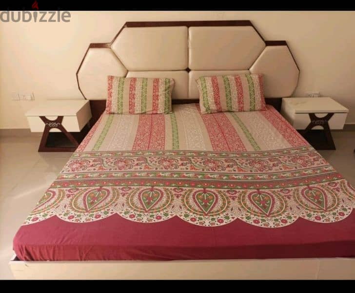 King size bed with two stools available for sale (Without Mattress) 1