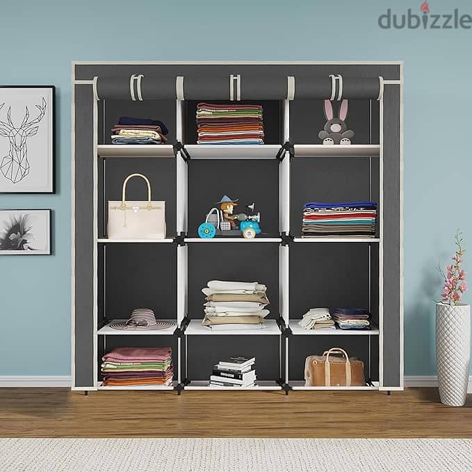 Maximize Storage with the 2-Layer Collapsible Foldable Wardrobe – Grey 1