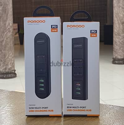 Porodo 50W & 85W Multi-Port USB Charger for Home & Office with 20/35PD