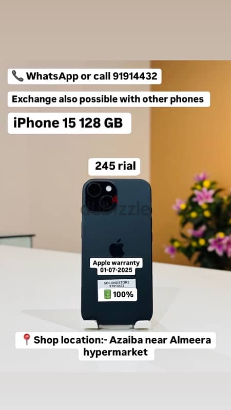 iPhone 15 128GB -100% BH - apple warranty till July 2025 0