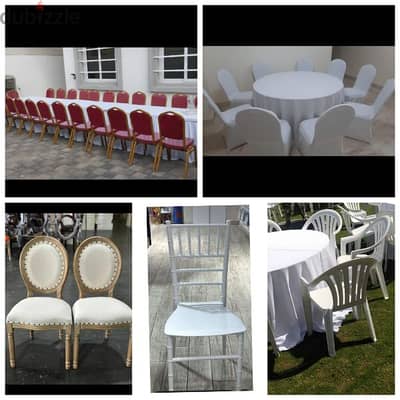 all chairs and table. khema . air cooler. tents. baby chair  for rent