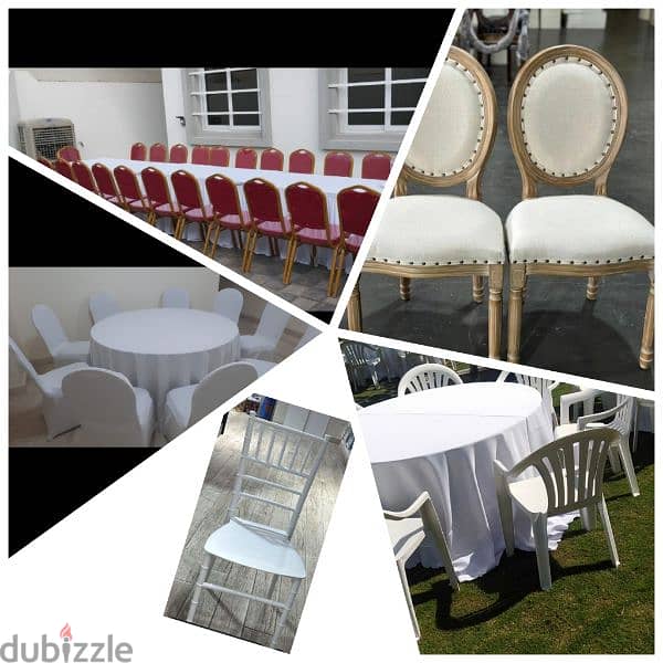 all chairs and table. khema . air cooler. tents. baby chair  for rent 1