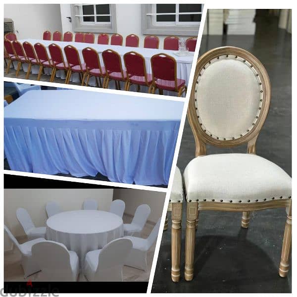 all chairs and table. khema . air cooler. tents. baby chair  for rent 2