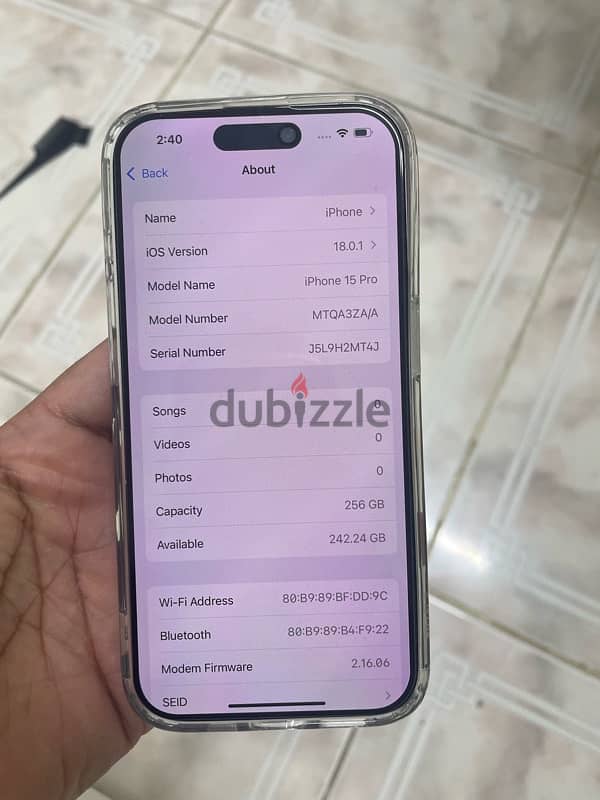 Iphone 15 Pro 258GB Clean & Neat Dual Sim 6