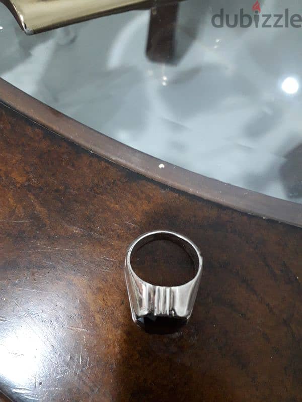 silver ring with brown crystal 1