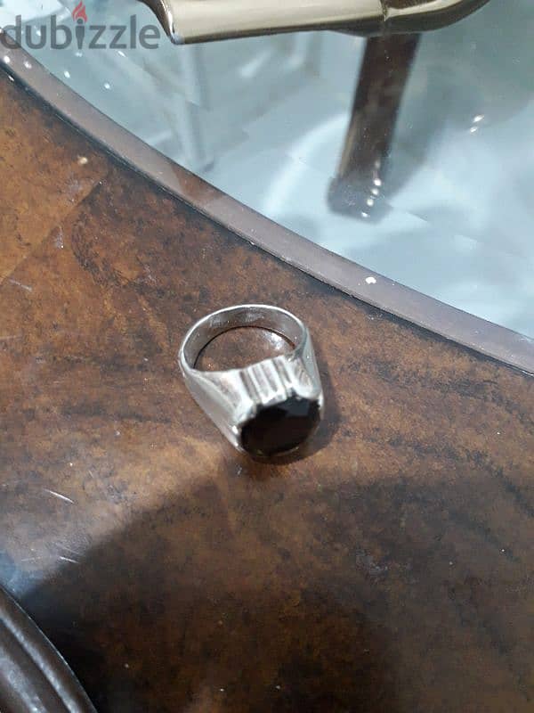 silver ring with brown crystal 2