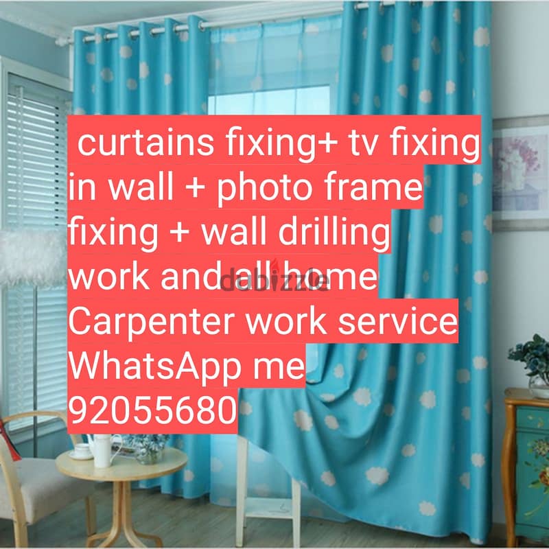 curtains,tv, fix in wall/drilling work/Carpenter,ikea fix repair work 2