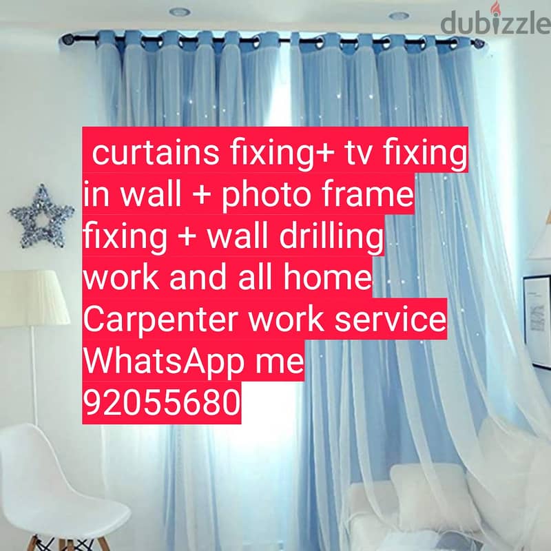 curtains,tv, fix in wall/drilling work/Carpenter,ikea fix repair work 1