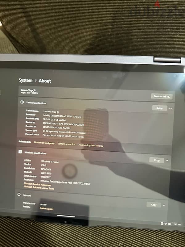 Lenovo Yoga 7i Touch 15.6 Inch 1TB/16GB Intel Core 7 Ultra 4