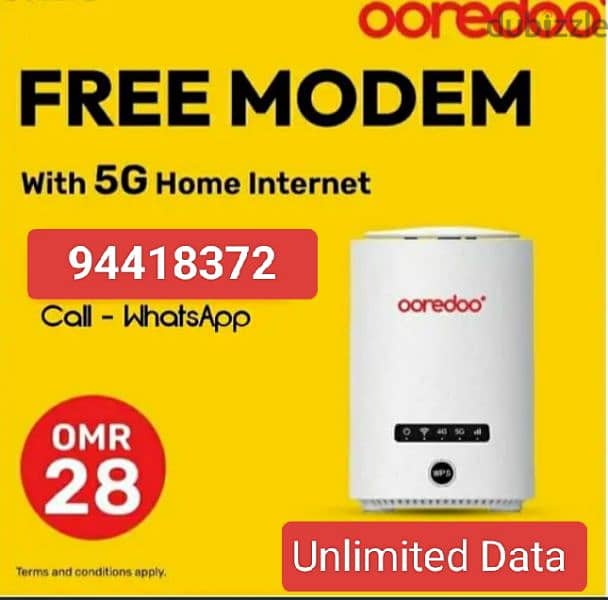 Ooredoo 5G Wairless WiFi 28 Omr Month, 0