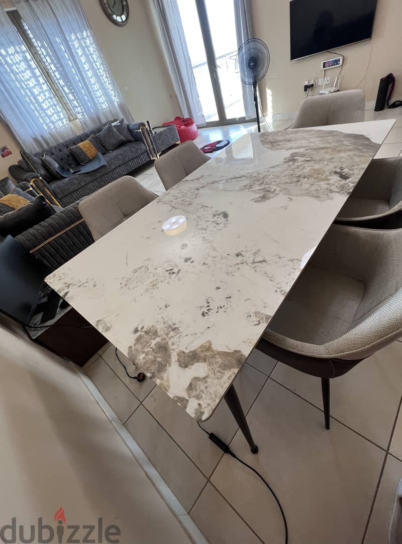 6 seater dining table with stone top 2