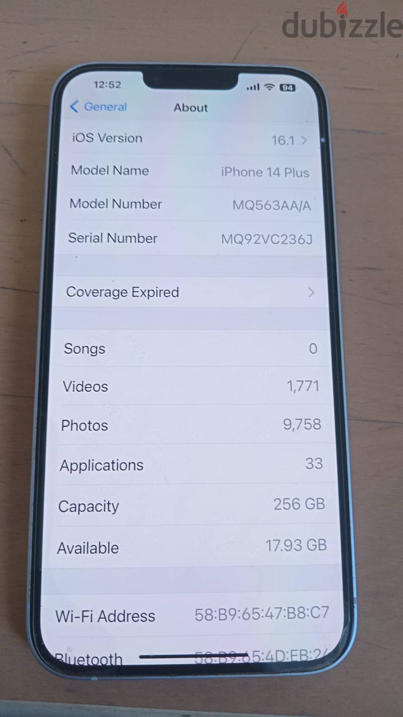 Iphone 14plus 256GB 0