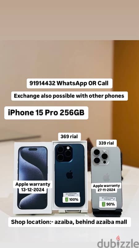 iPhone 15 Pro 256GB -Good condition with warranty 0