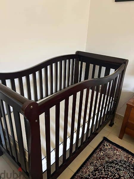 WOODEN BABY CRIB/COT WITH MATTRESS FOR SALE 1