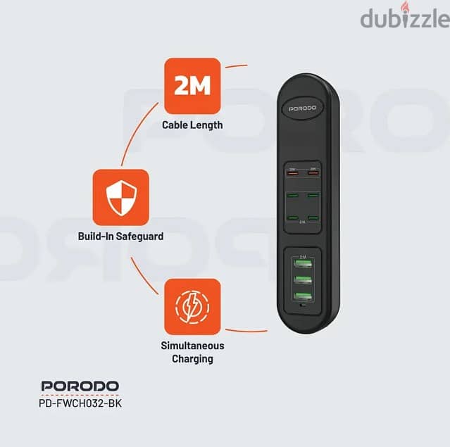 Porodo FWC031 85W Multi-Port USB Charging HUB 3