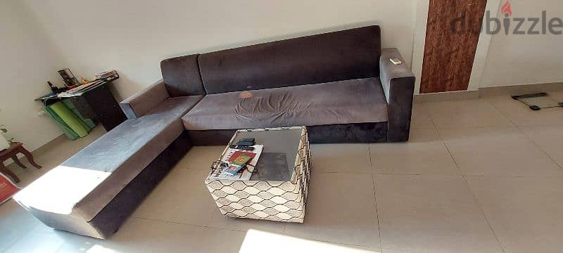 L shaped sofa and teapoy 2