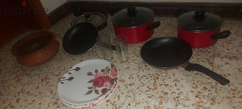 Cook Ware set,Mixer grinder, Clay pot,Glasses & Fiber plate. 3