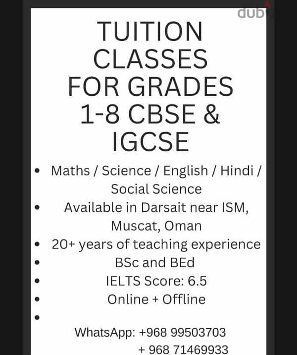 Tuition for all subjects 0