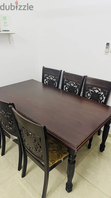 WOODEN TABLE WITH 6 CHAIRS GOOD CONDITION 1