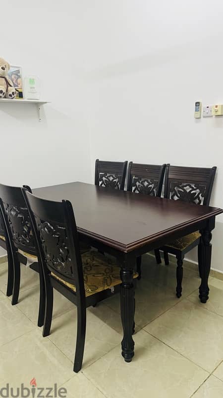 WOODEN TABLE WITH 6 CHAIRS GOOD CONDITION 2