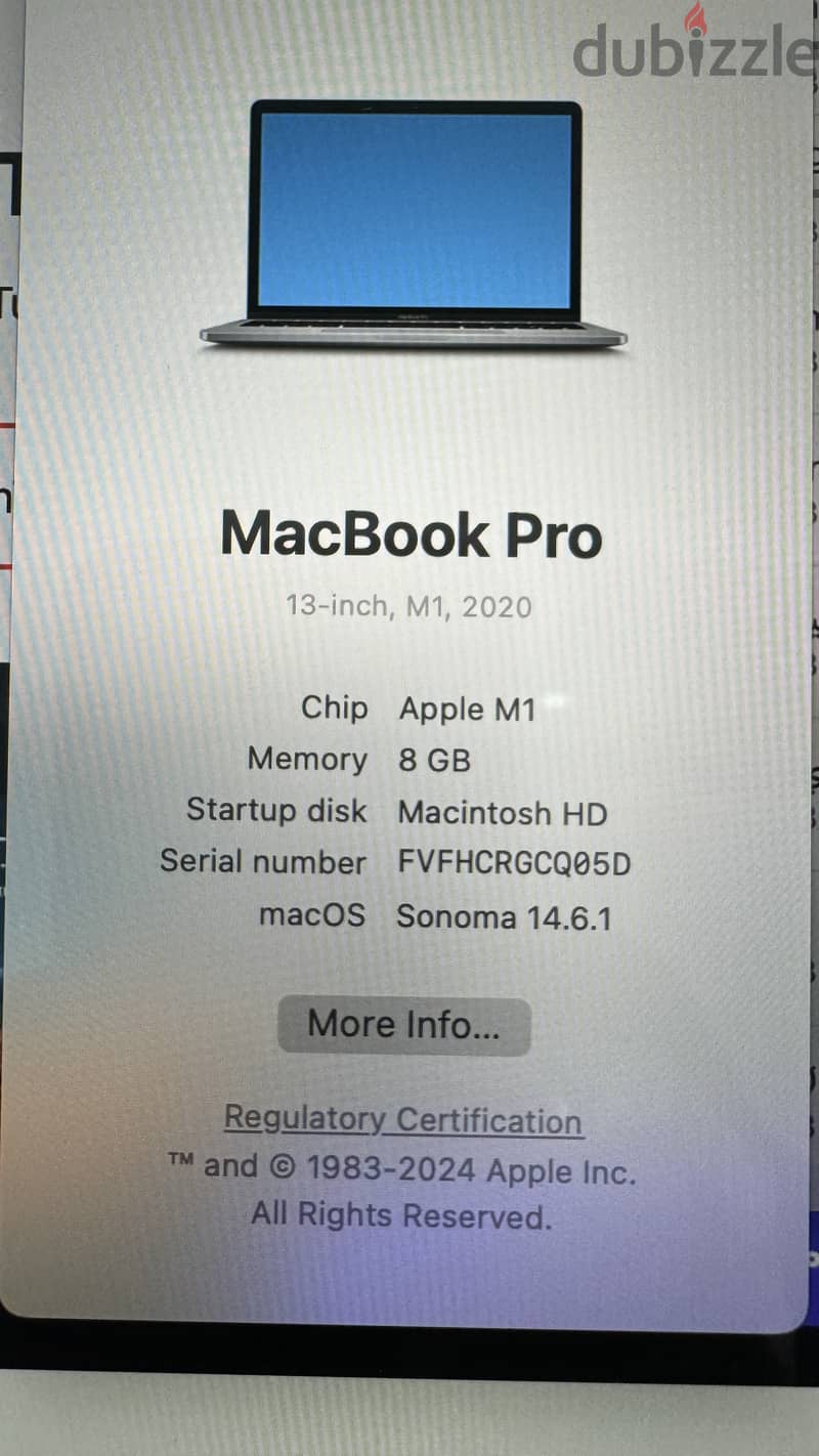 Macbook pro2020 chipe 1 m 2