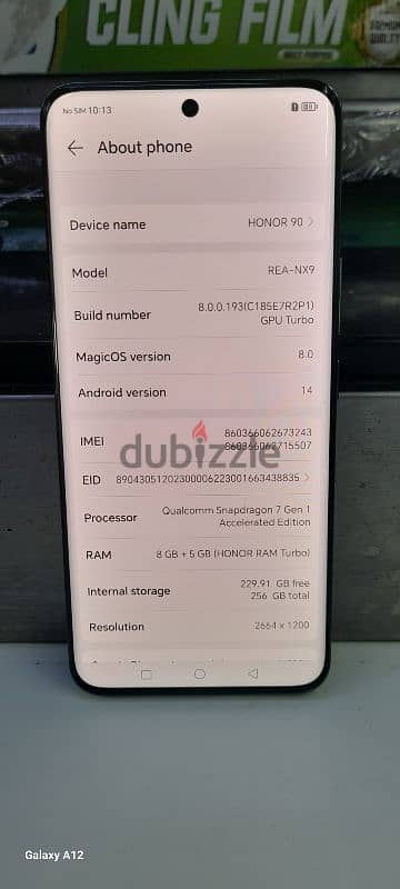 honor 90 5g 12/256 ram rom full fres 3